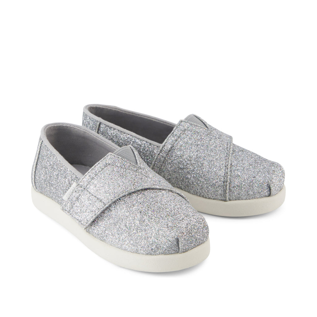 Alpargata Classic Toddler Shoe - Silver Iridescent Glimmer Front View
