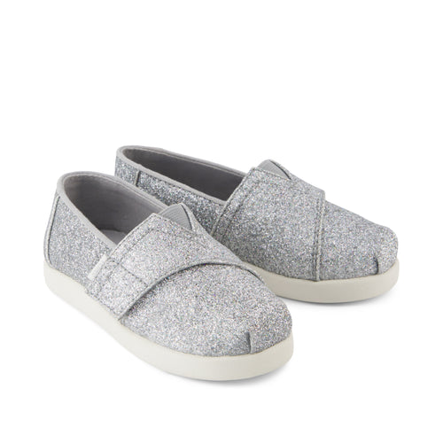 Alpargata Classic Toddler Shoe - Silver Iridescent Glimmer Front View