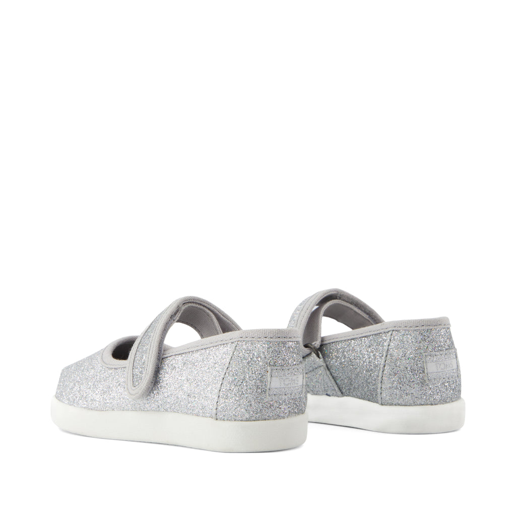 Nora Mary Jane Toddler Shoe - Silver Iridescent Glimmer Back View
