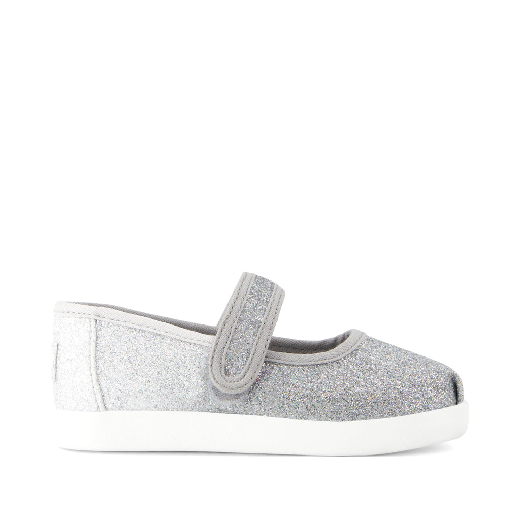Nora Mary Jane Toddler Shoe - Silver Iridescent Glimmer Side View