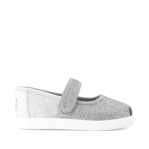 Nora Mary Jane Toddler Shoe - Silver Iridescent Glimmer Side View