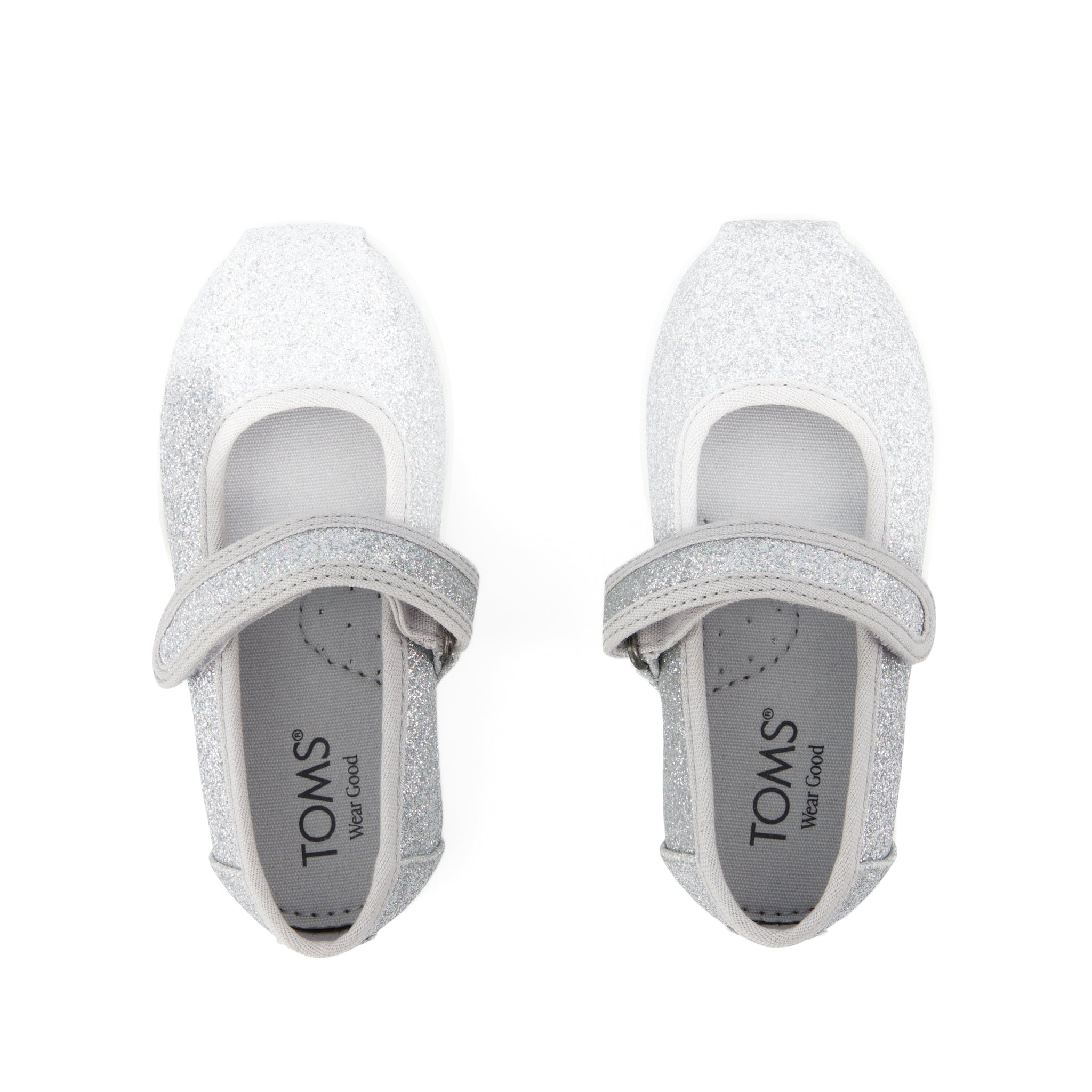Nora Mary Jane Toddler Shoe - Silver Iridescent Glimmer Top View