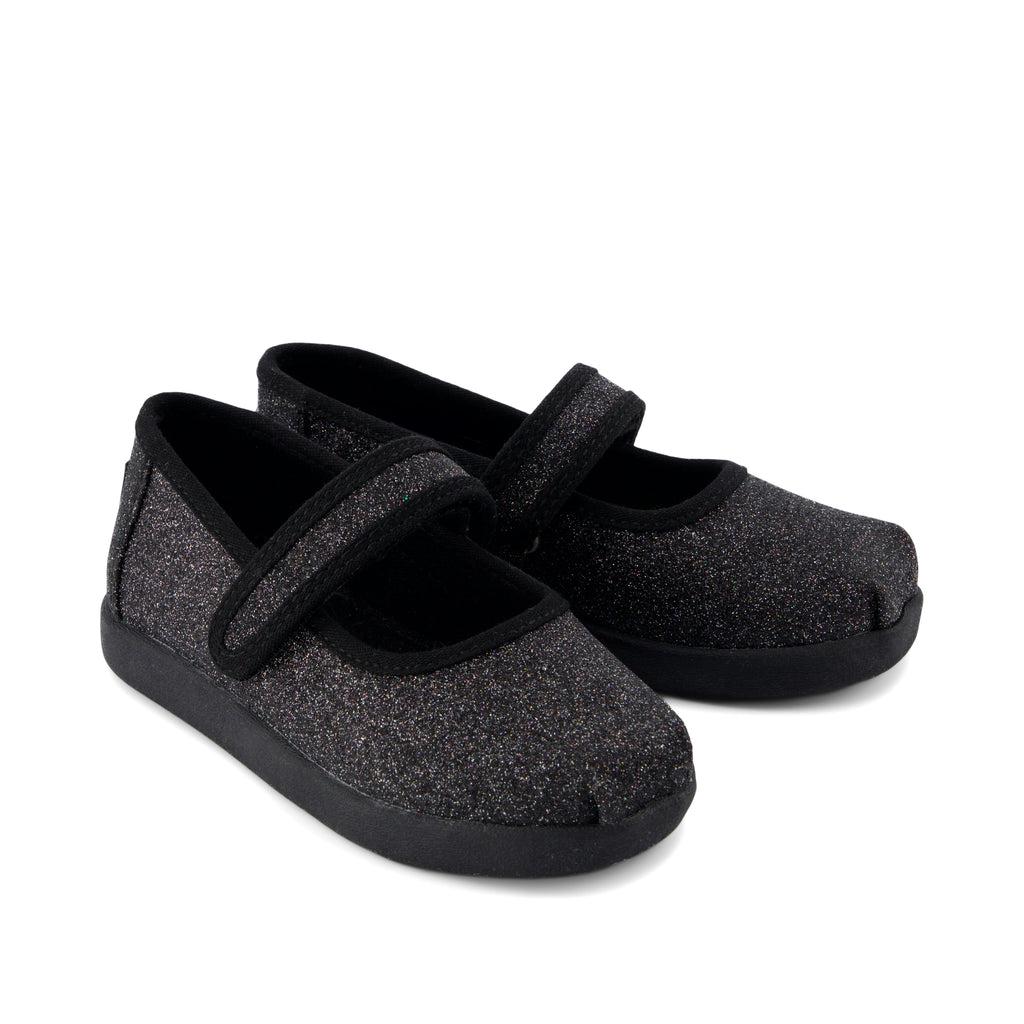 Nora Mary Jane Toddler Shoe - Black Iridescent Glimmer Front View