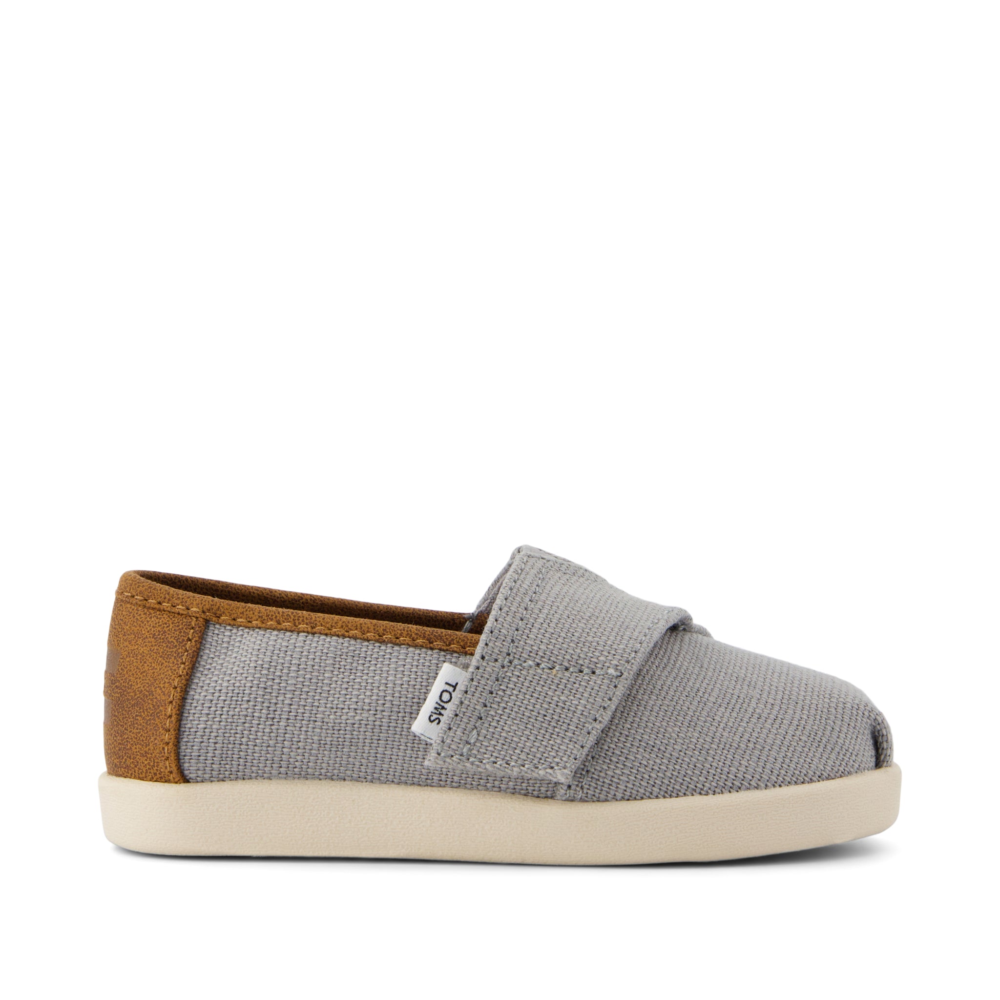 Alpargata Classic Toddler Shoe - Drizzle Grey Heritage Canvas and  PU Trim Side View