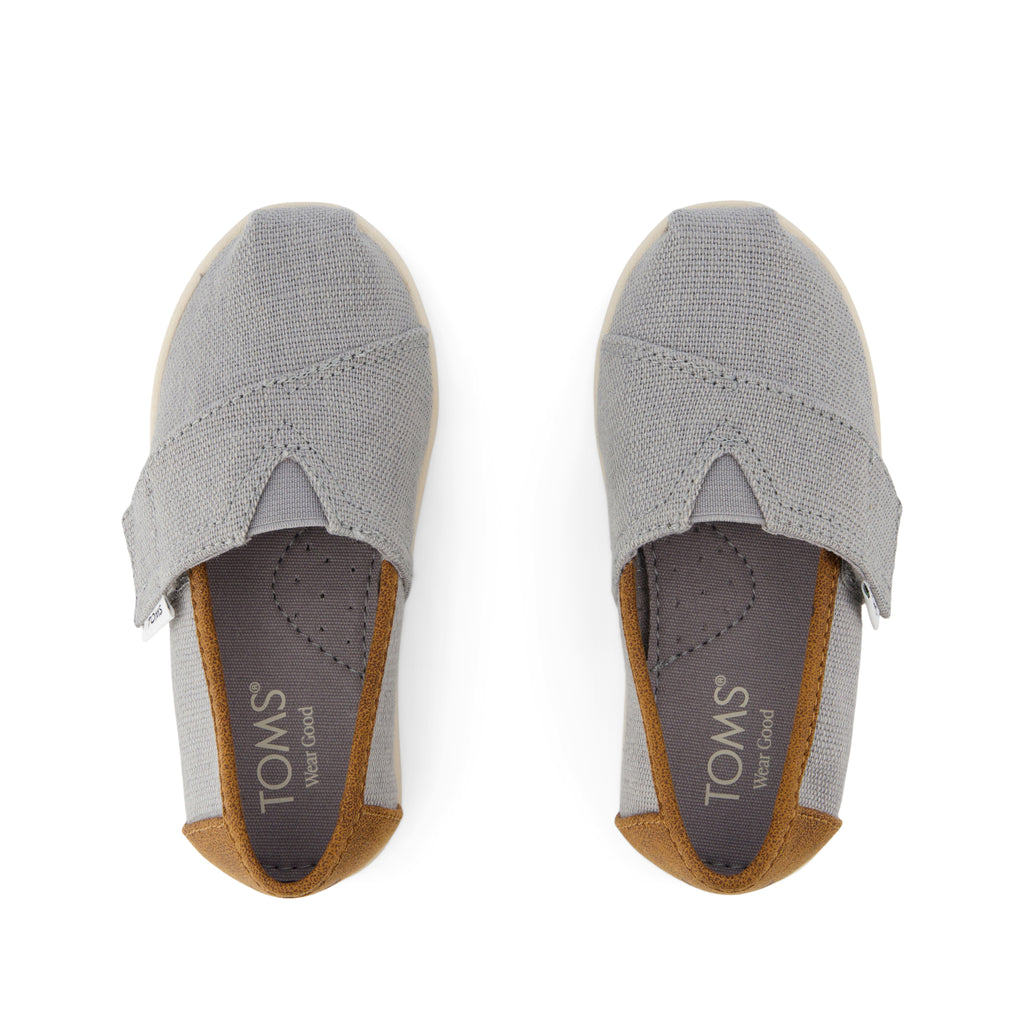 Alpargata Classic Toddler Shoe - Drizzle Grey Heritage Canvas and  PU Trim Top View