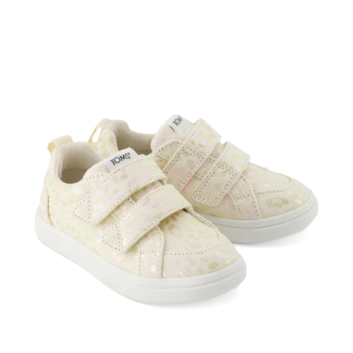 Cruz Double Strap Toddler Sneaker - Natural Iridescent Leopard Front View