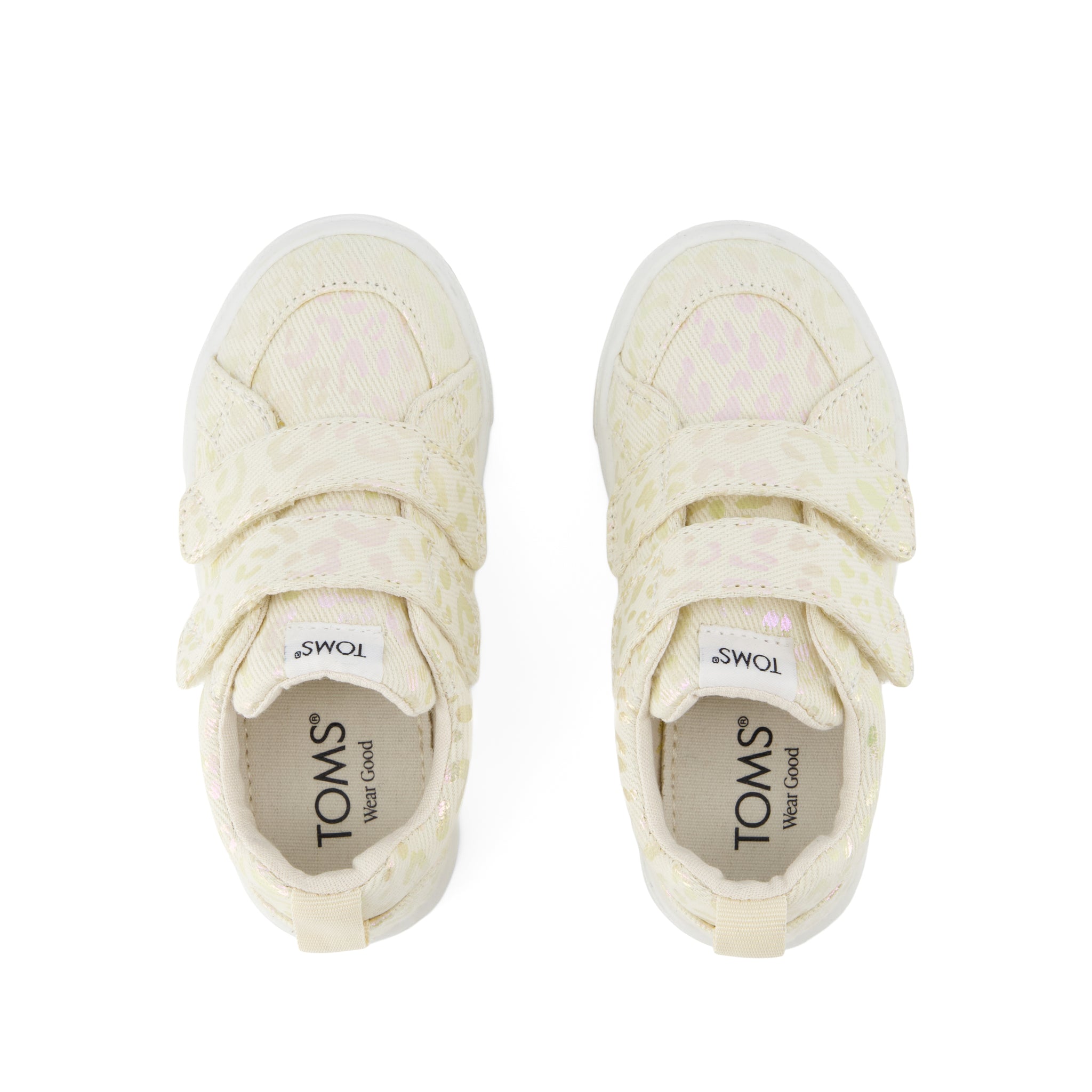 Cruz Double Strap Toddler Sneaker - Natural Iridescent Leopard Top View