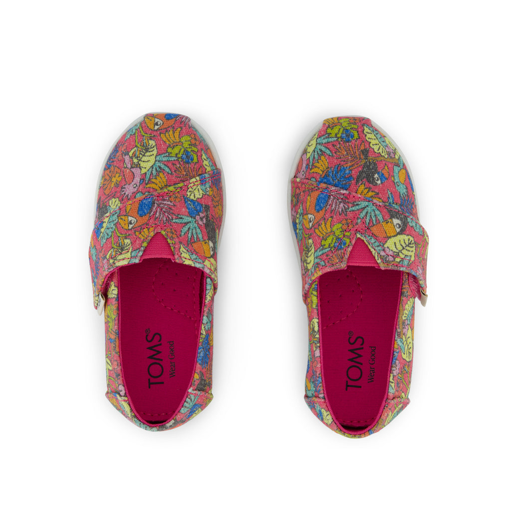 Alpargata Classic Toddler Shoe - Fuchsia Birds of Paradise Print Top View