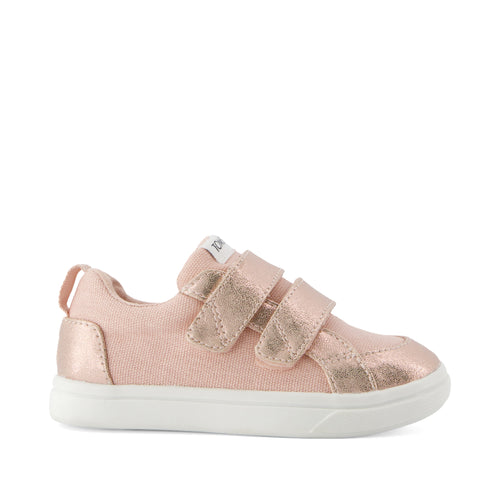 Cruz Double Strap Toddler Sneaker - Pale Rose Metallic PU Side View