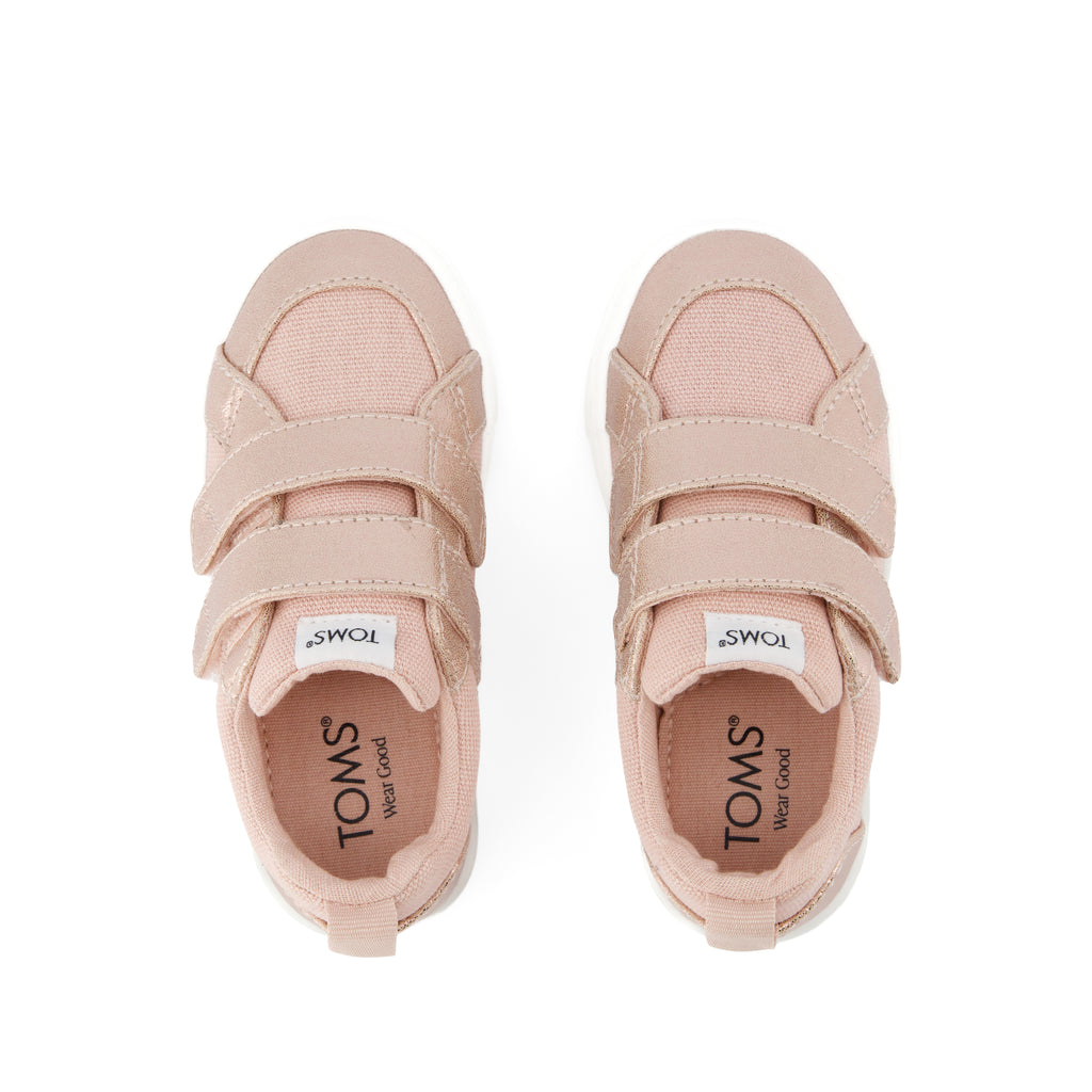 Cruz Double Strap Toddler Sneaker - Pale Rose Metallic PU Top View