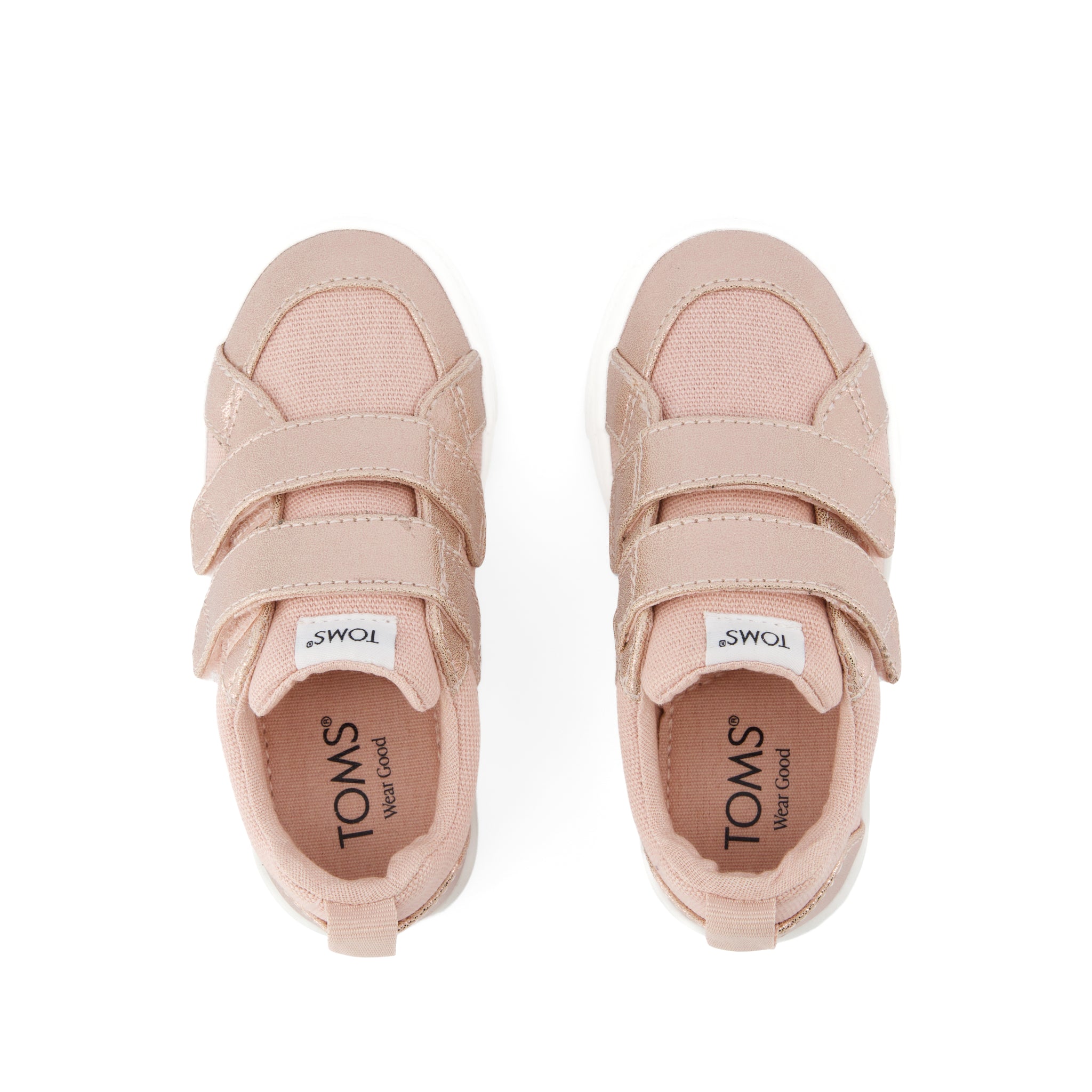 Cruz Double Strap Toddler Sneaker - Pale Rose Metallic PU Top View