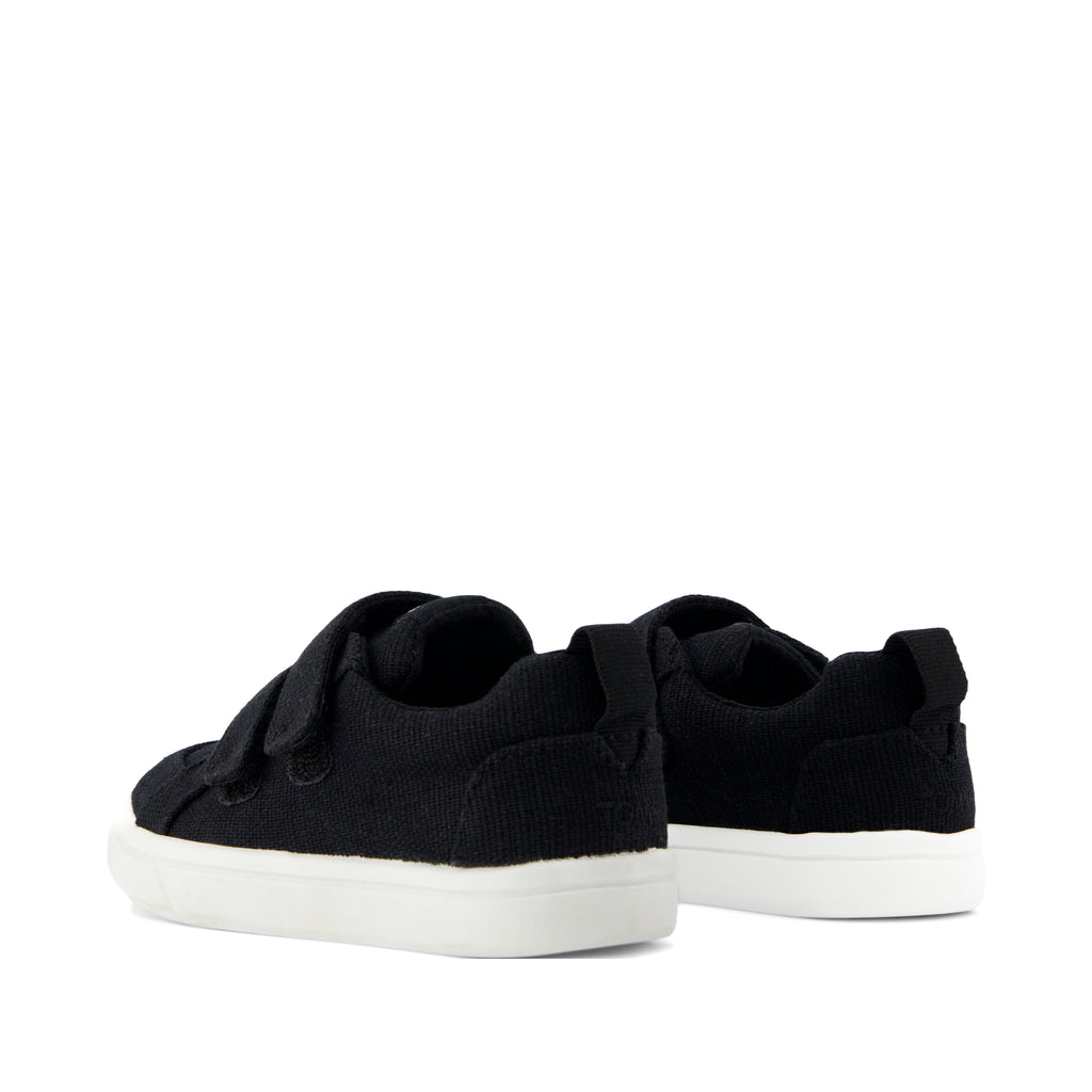 Cruz Double Strap Toddler Sneaker - Black Heritage Canvas Back View