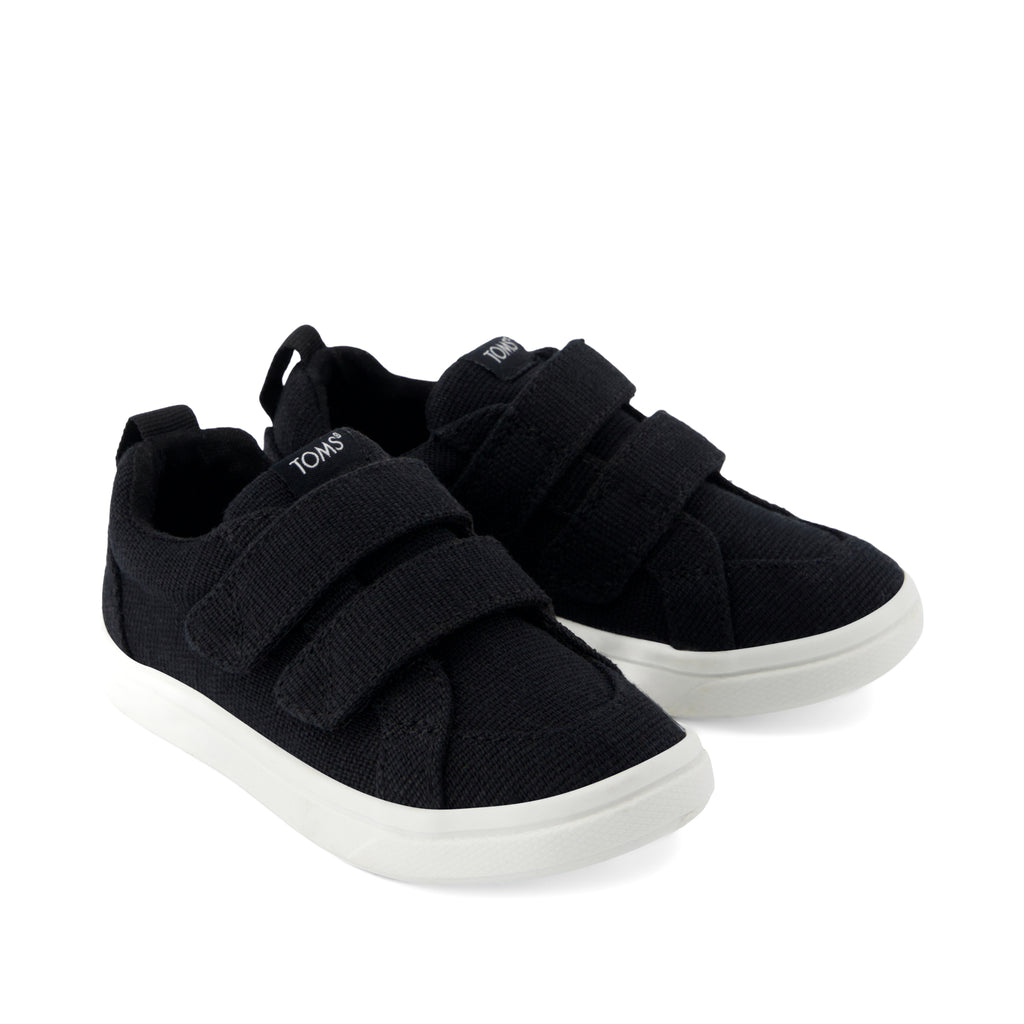 Cruz Double Strap Toddler Sneaker - Black Heritage Canvas Front View