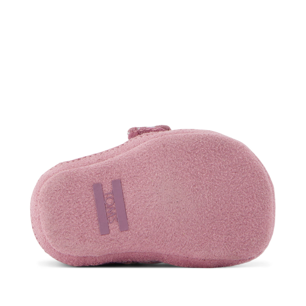 Layette Alpargata Crib Shoe - Cosmic Pink Iridescent Leopard Bottom Sole View