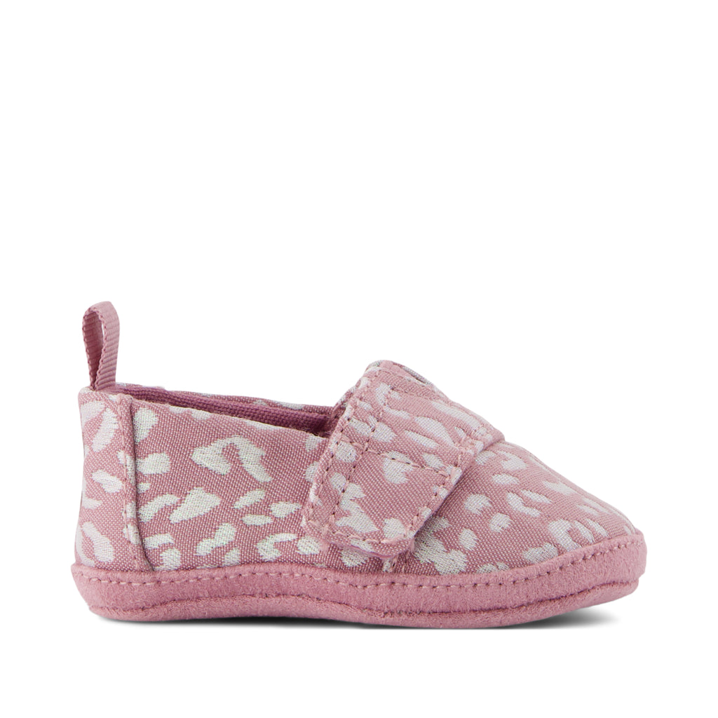 Layette Alpargata Crib Shoe - Cosmic Pink Iridescent Leopard Side View