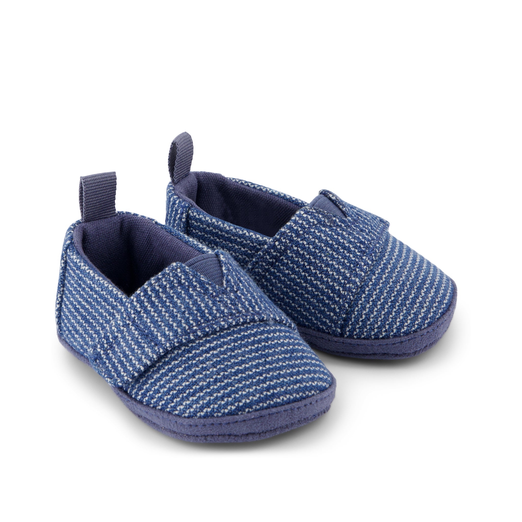 Layette Alpargata Crib Shoe - Dark Sky Subtle Stripes Front View