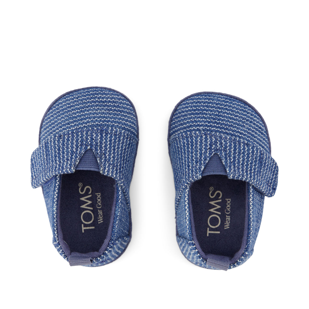 Layette Alpargata Crib Shoe - Dark Sky Subtle Stripes Top View