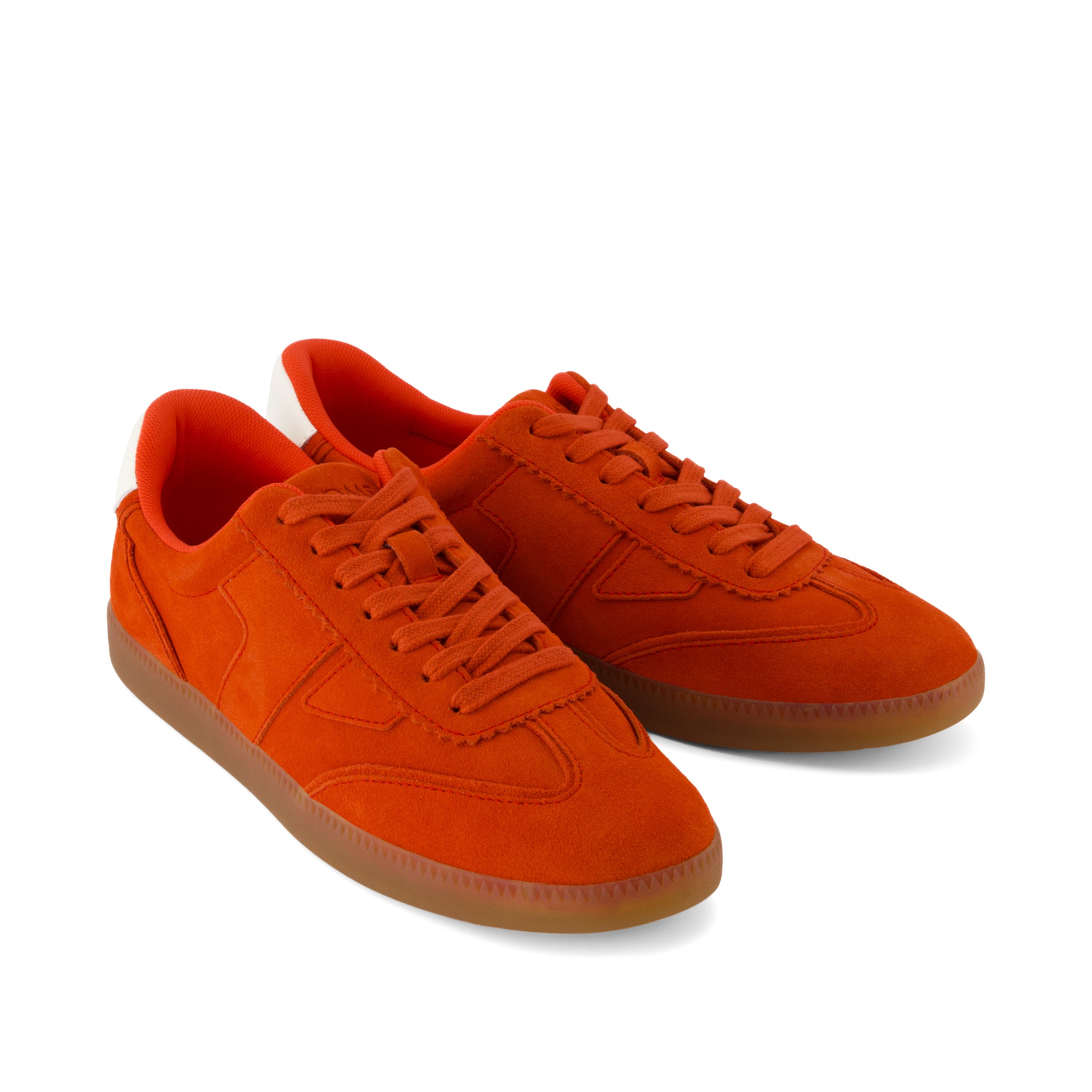 Collins Casual Lace-Up Sneaker - Flame Suede and Leather Front View