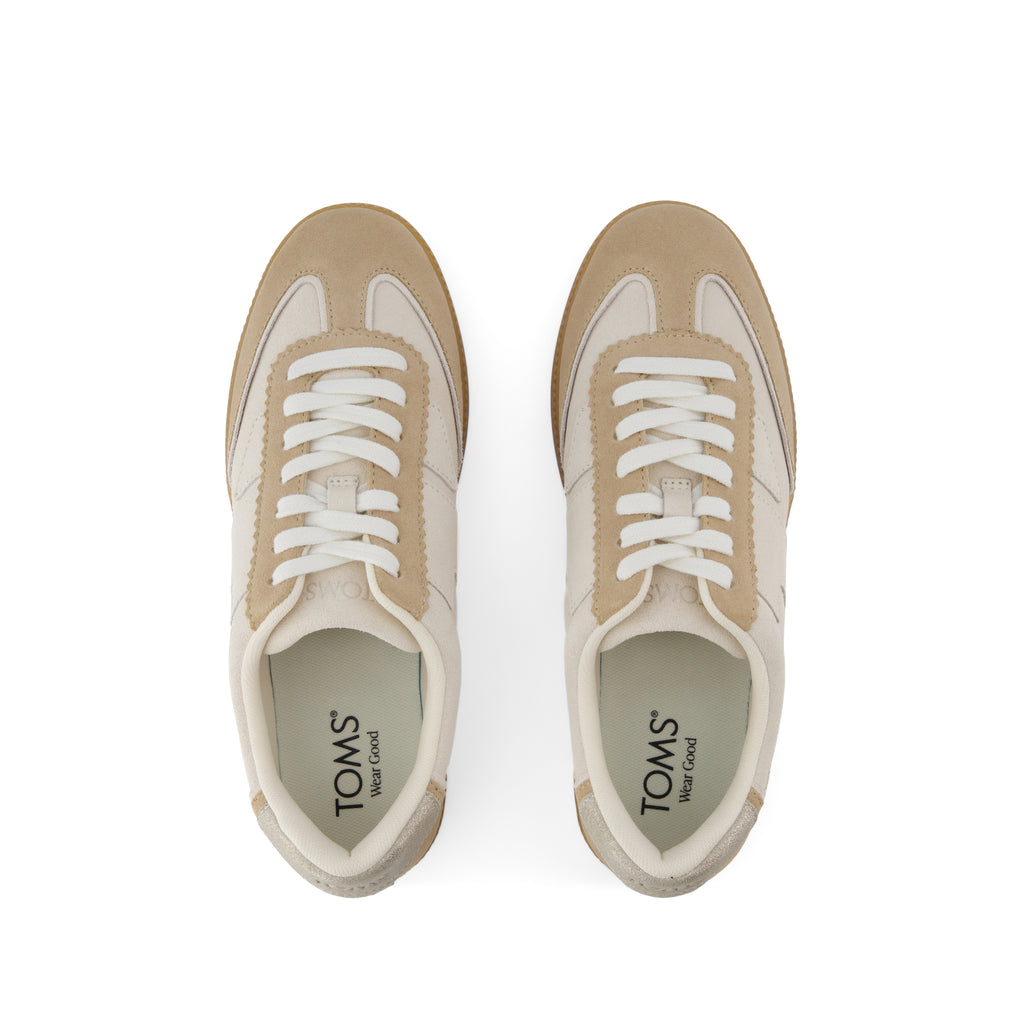 Collins Casual Lace-Up Sneaker - Oatmeal Multi Suede and Leather Top View