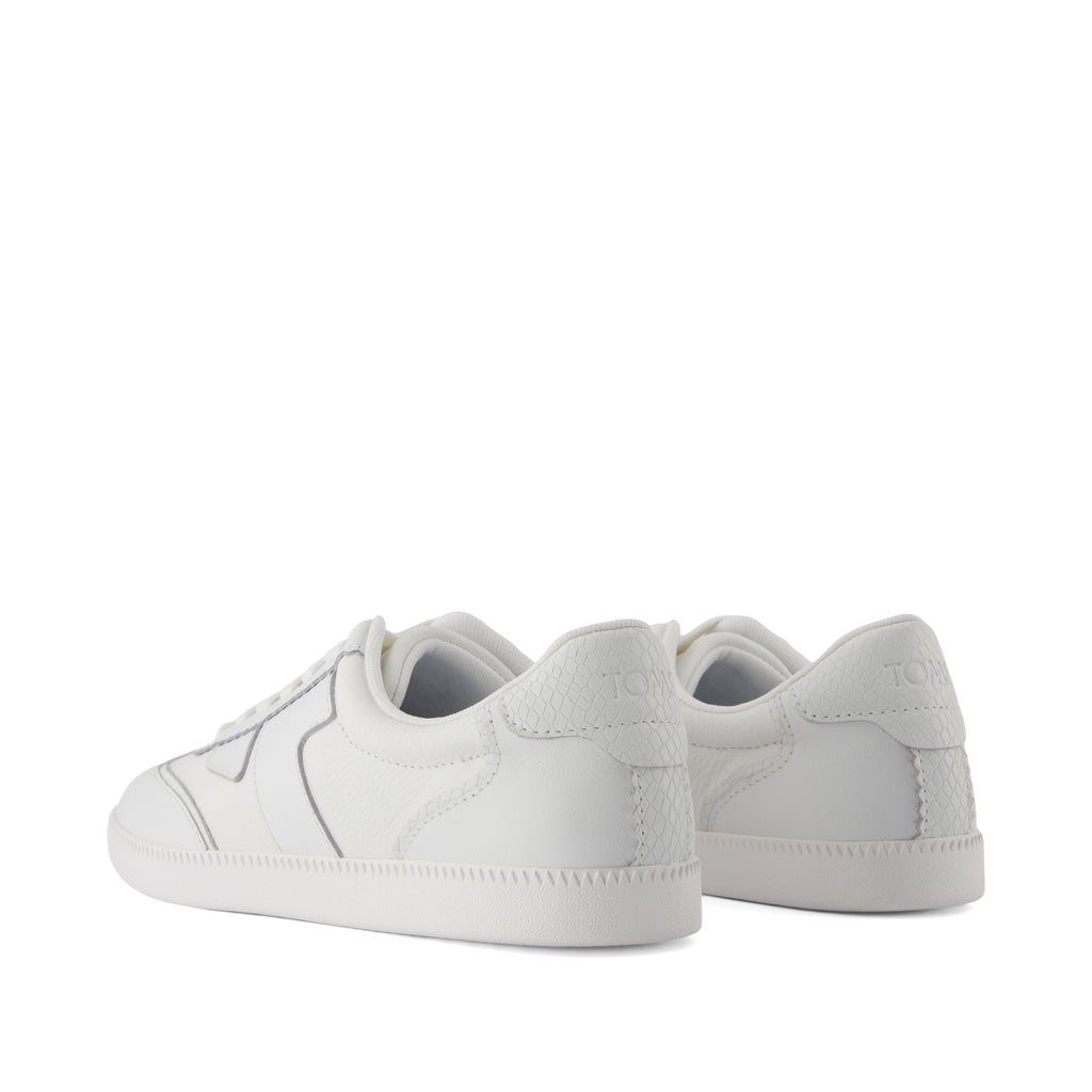 Collins Casual Lace-Up Sneaker - White Leather Snake Embossed Back View