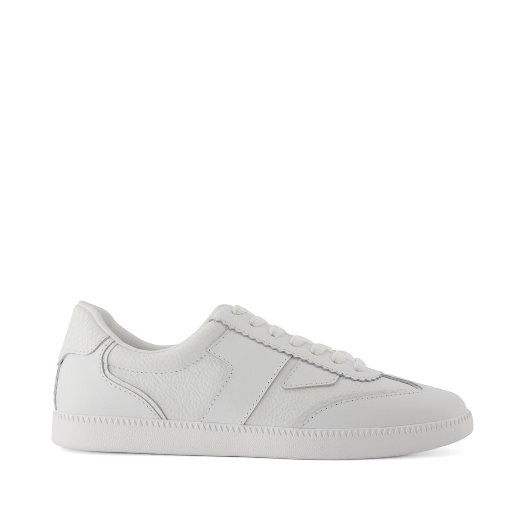 Collins Casual Lace-Up Sneaker - White Leather Snake Embossed Side View