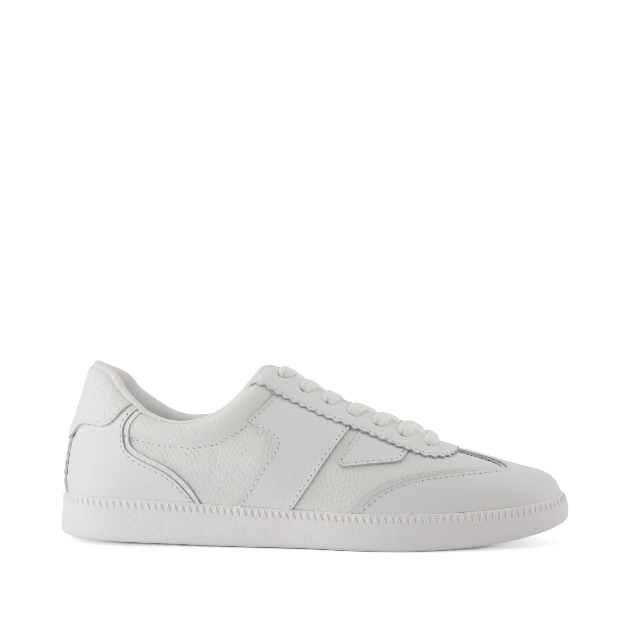 Collins Casual Lace-Up Sneaker - White Leather Snake Embossed Side View