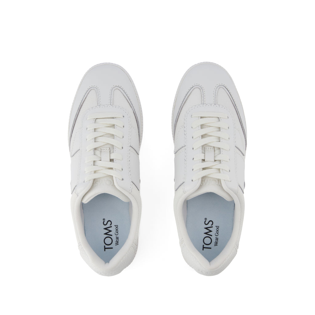 Collins Casual Lace-Up Sneaker - White Leather Snake Embossed Top View