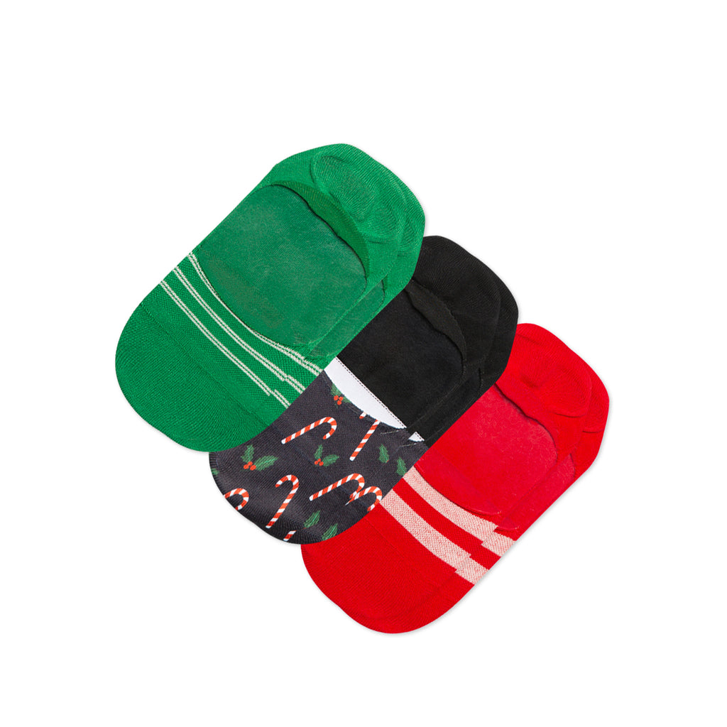 Classic Plus No Show Socks Candy Cane Holiday 3 Pack
