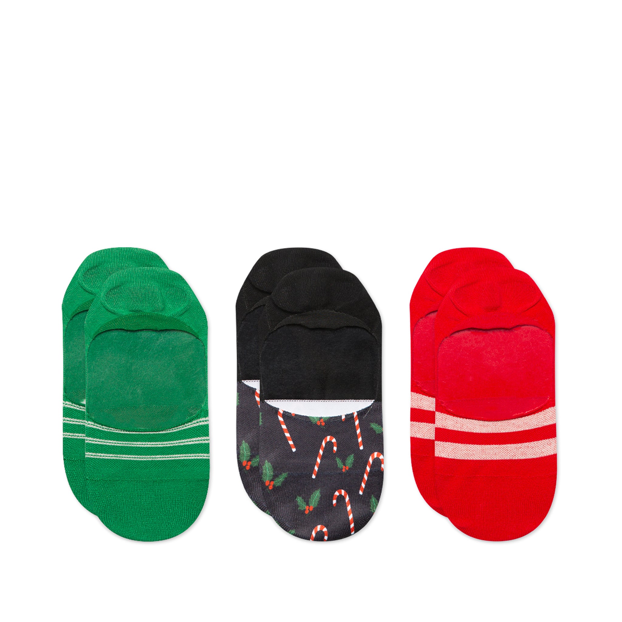 Classic Plus No Show Socks Candy Cane Holiday 3 Pack
