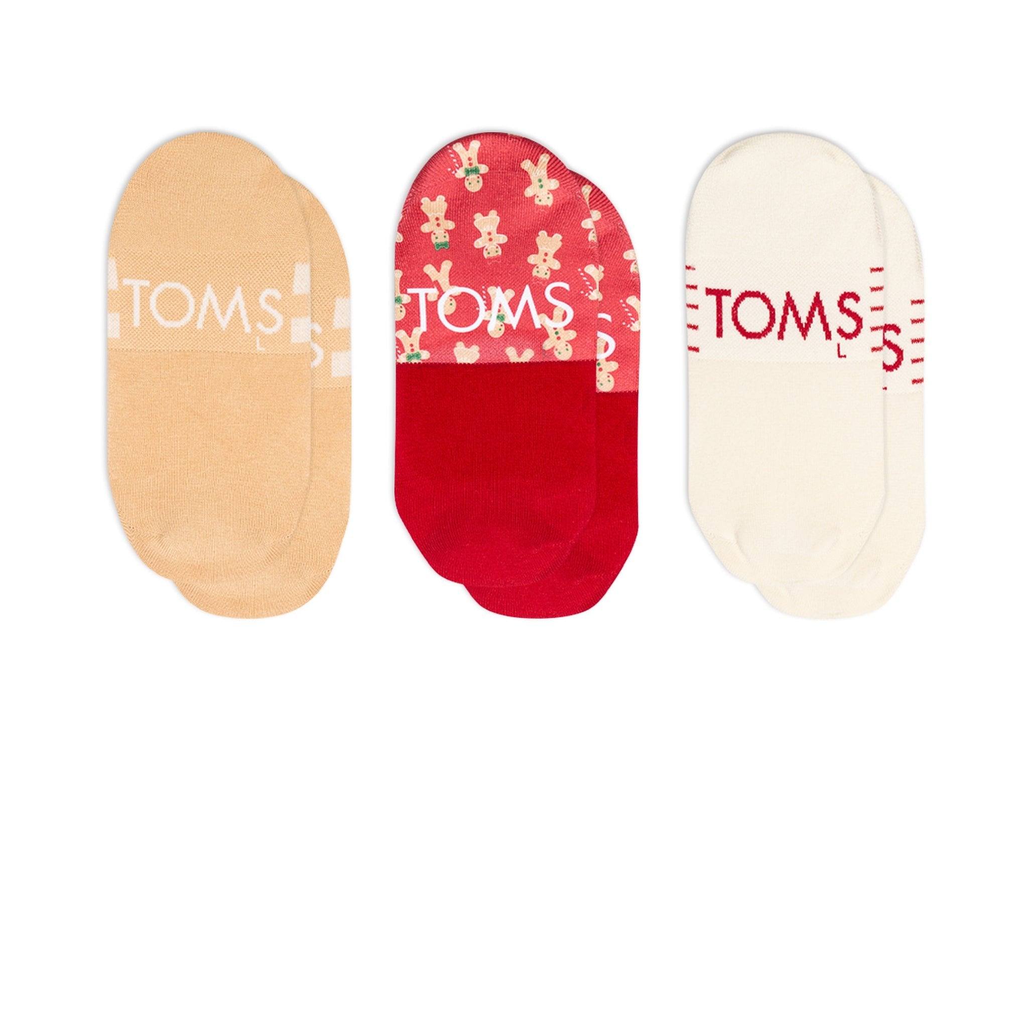 Classic Plus No Show Socks Gingerbread People Holiday 3 Pack