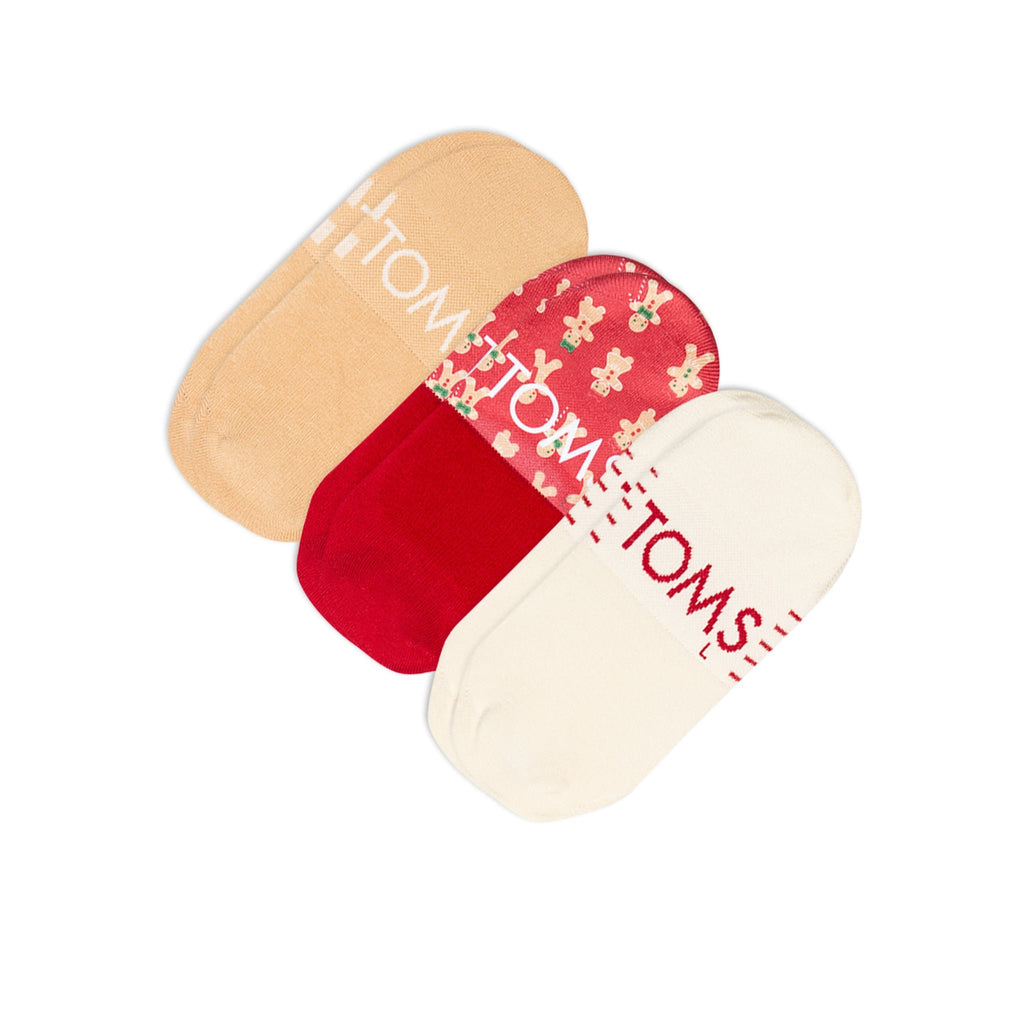 Classic Plus No Show Socks Gingerbread People Holiday 3 Pack