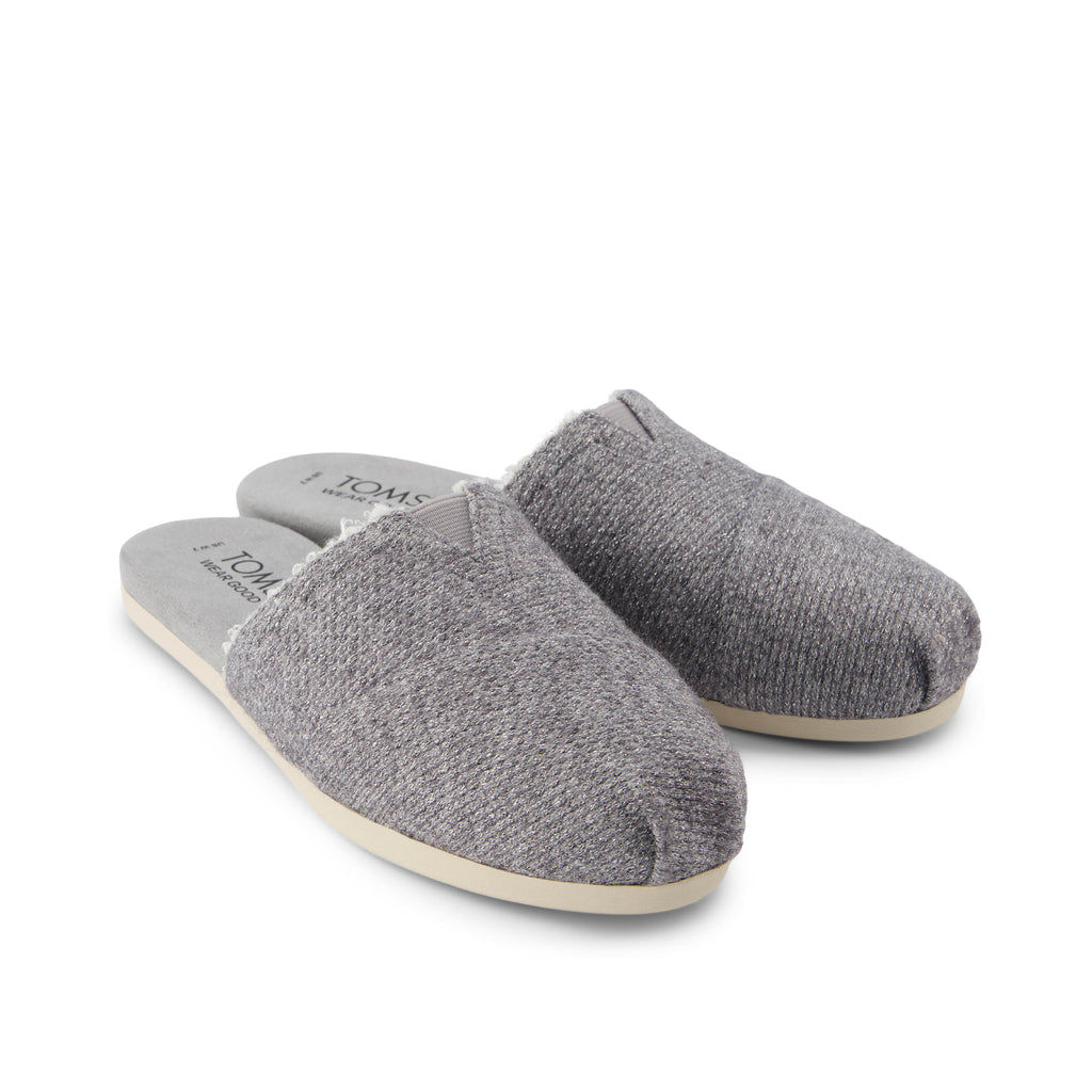 Alpargata Mule - Ultimate Grey Faux Shearling Sparkle Knit Front View