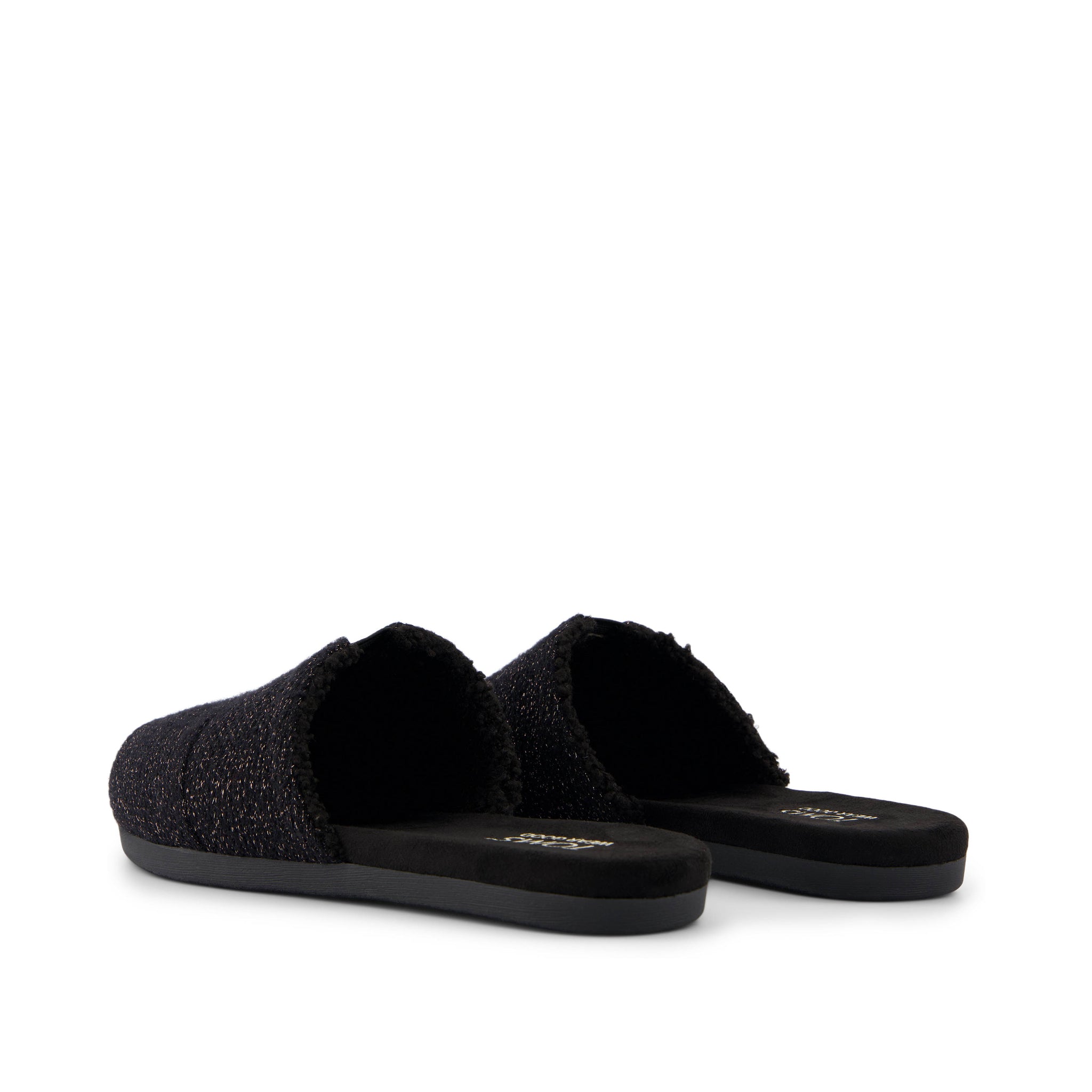 Alpargata Mule - Black Faux Shearling Sparkle Knit Back View
