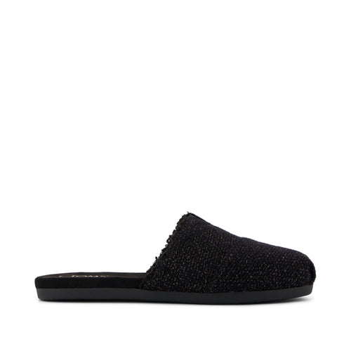 Alpargata Mule - Black Faux Shearling Sparkle Knit Side View