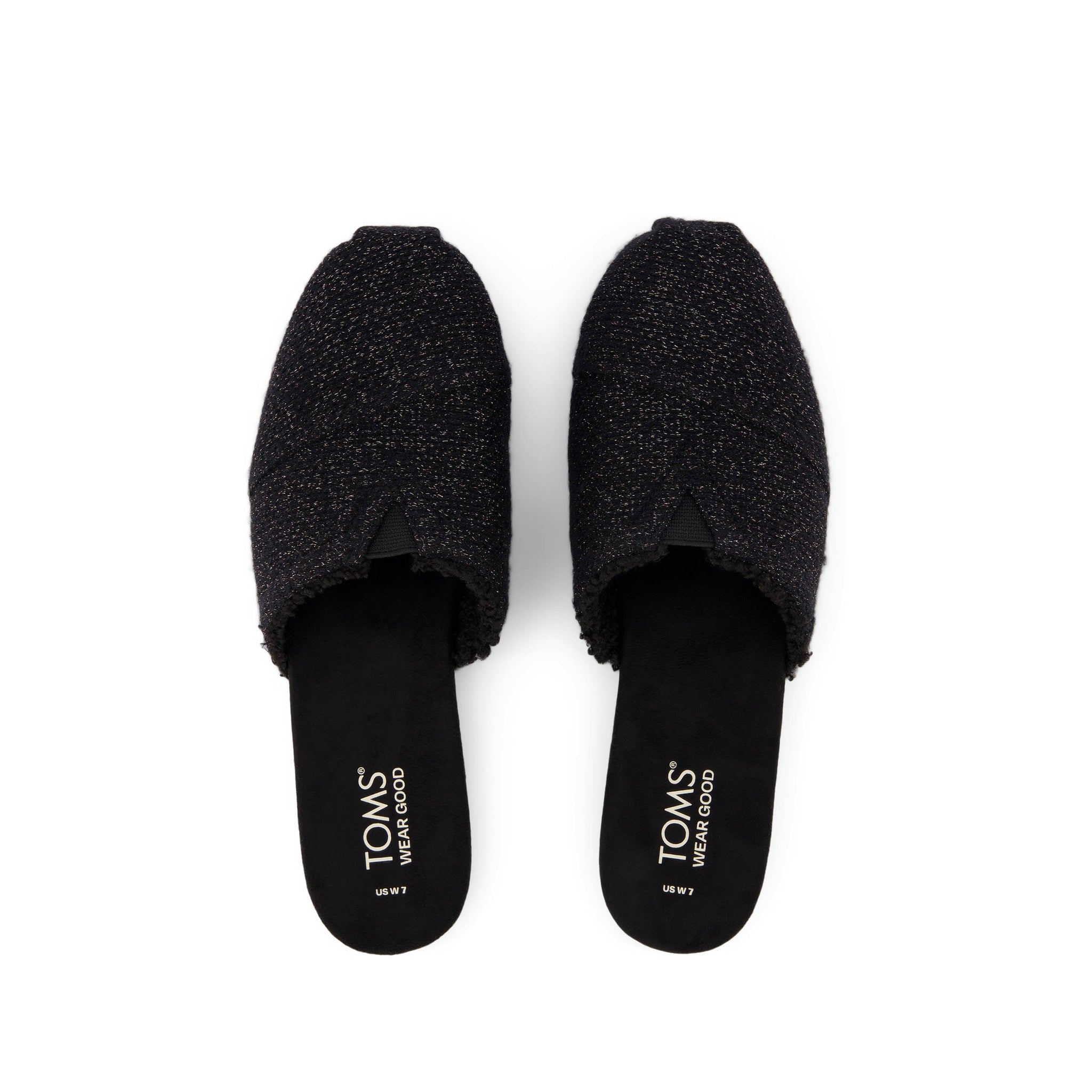 Alpargata Mule - Black Faux Shearling Sparkle Knit Top View