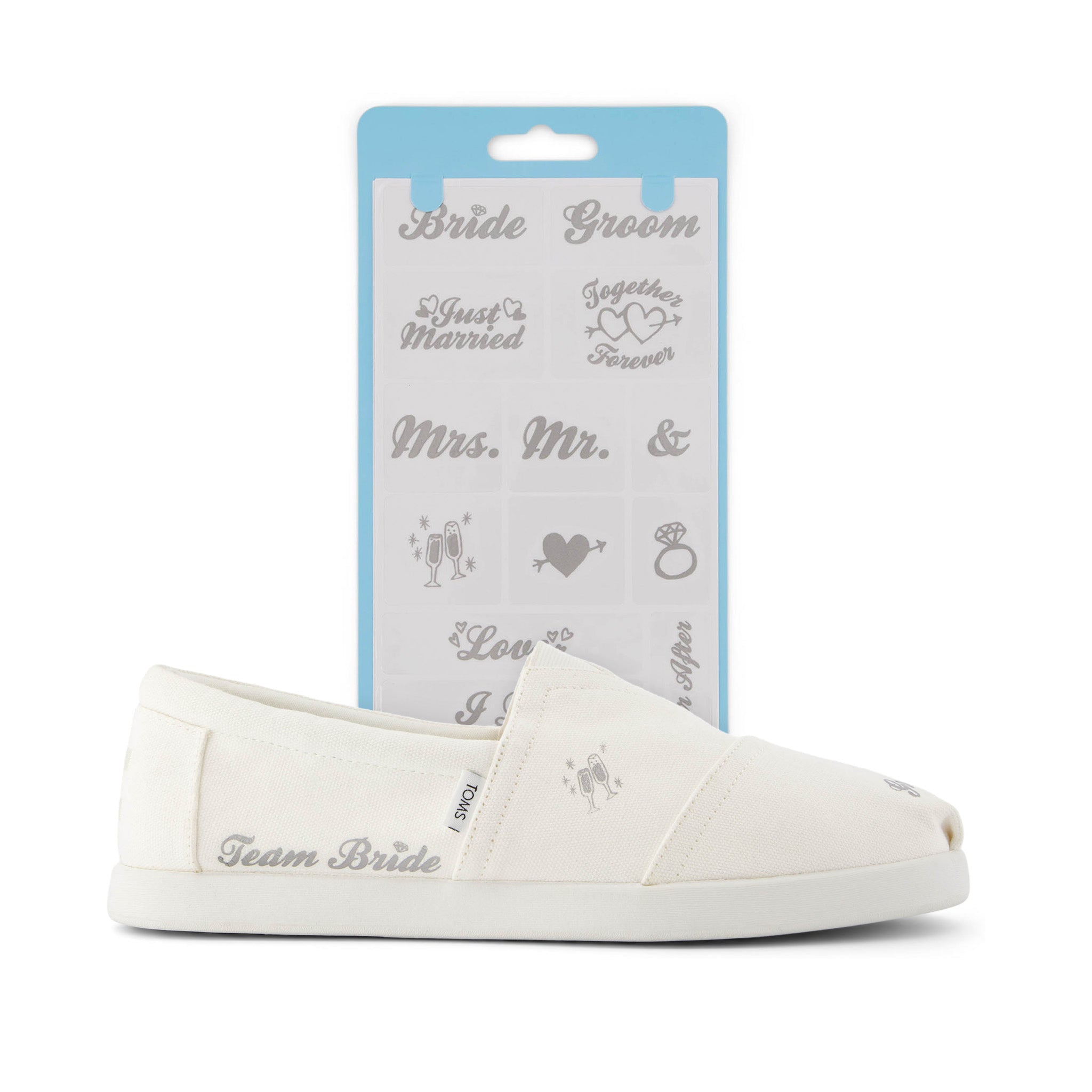toms shoe tattoo bride groom pack detail shot
