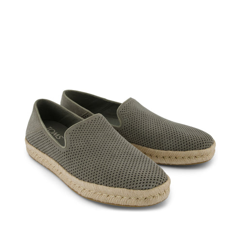 Santiago Loafer - Vetiver Grey Diamond Perforated Suede Front View