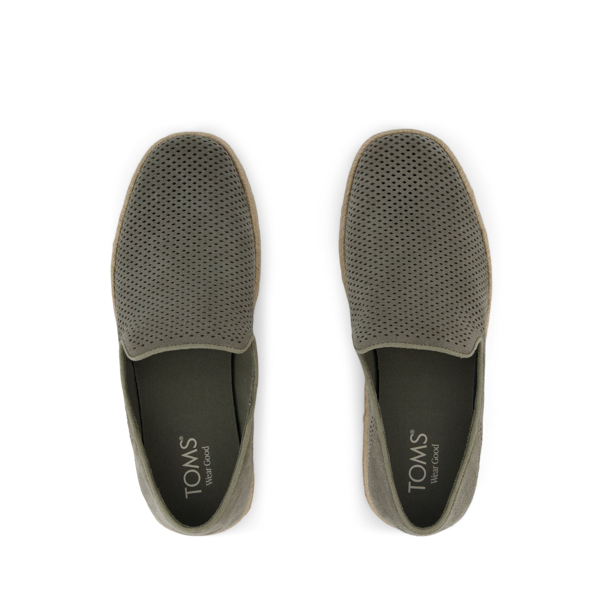 Santiago Loafer - Vetiver Grey Diamond Perforated Suede Top View