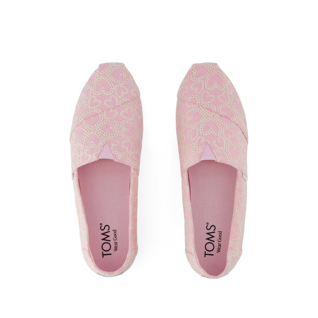 Alpargata Classic - Barely Pink Hearts Eyelet Top View