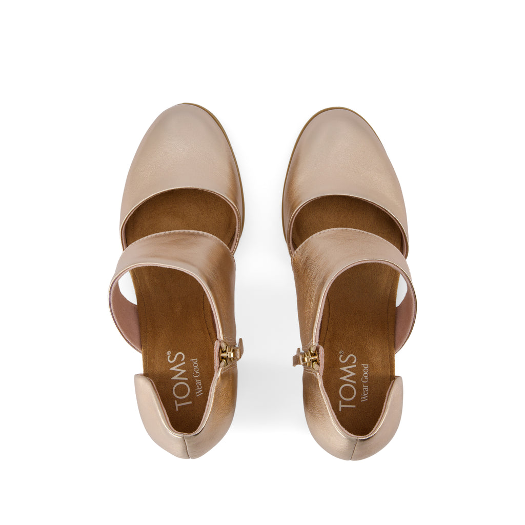 Milan Closed Toe Heel - Rose Gold Metallic Nappa Leather Top View