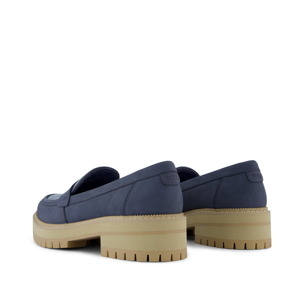 Cara Loafer - Dark Sky Leather and Denim Back View