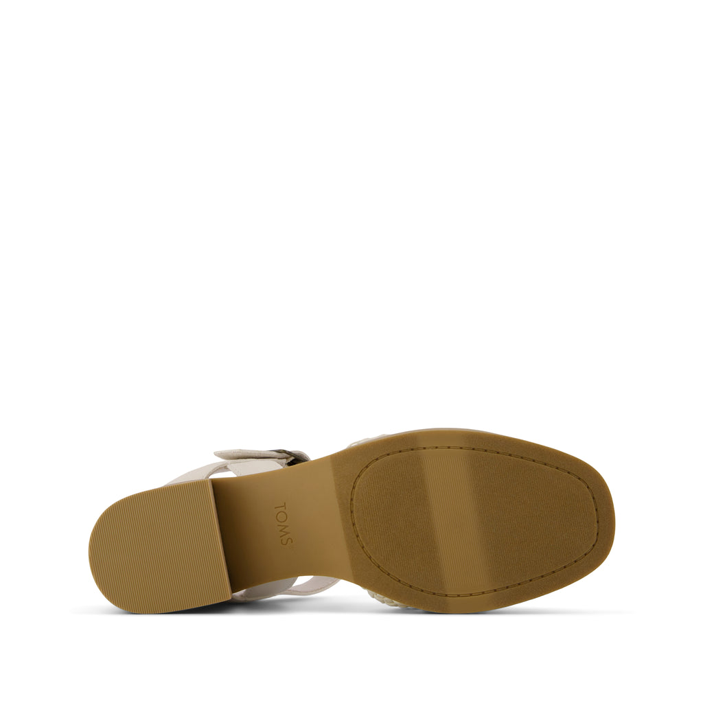 Jaclyn Heel - Natural  Knotted Basket Leather Embossed Perforated Bottom Sole View