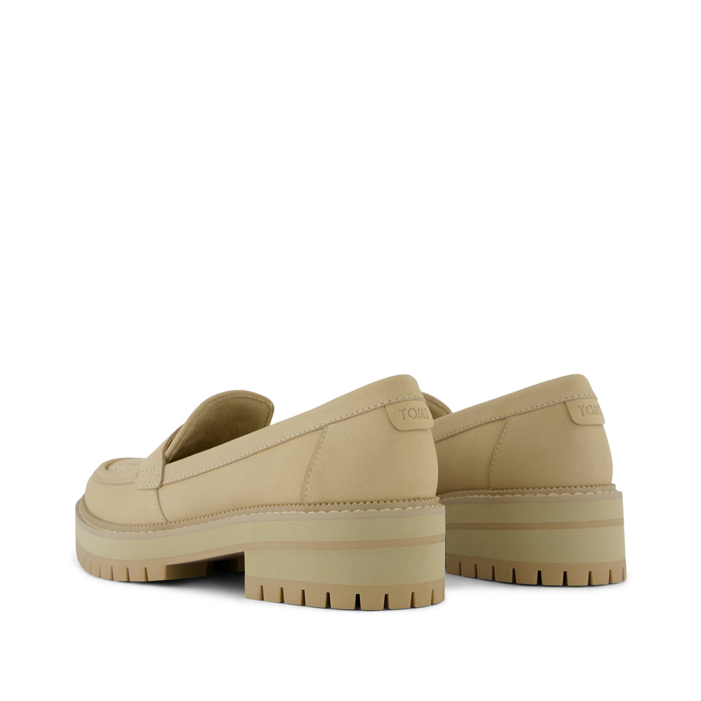 Cara Loafer - Natural Almond Leather and Rafia Back View