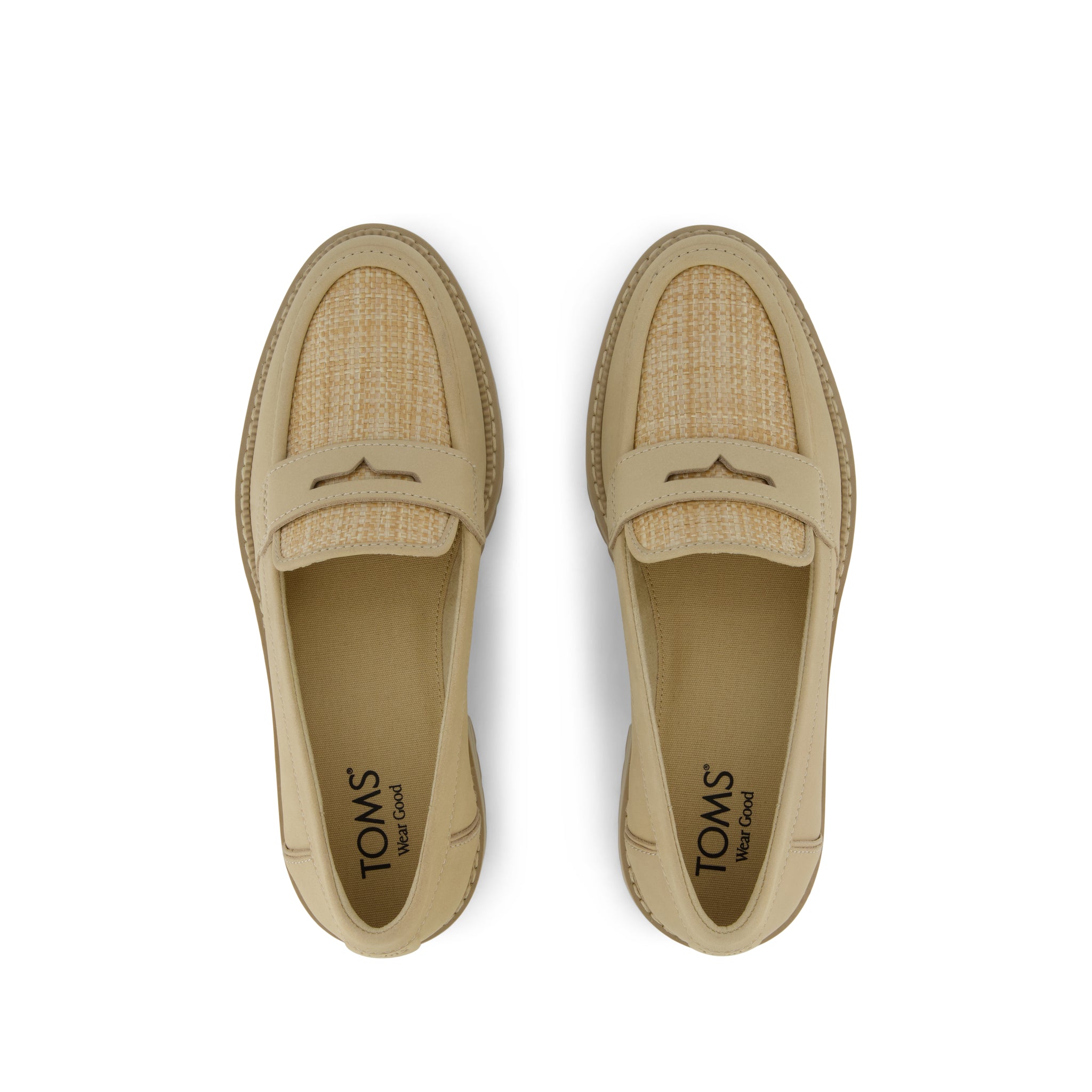 Cara Loafer - Natural Almond Leather and Rafia Top View