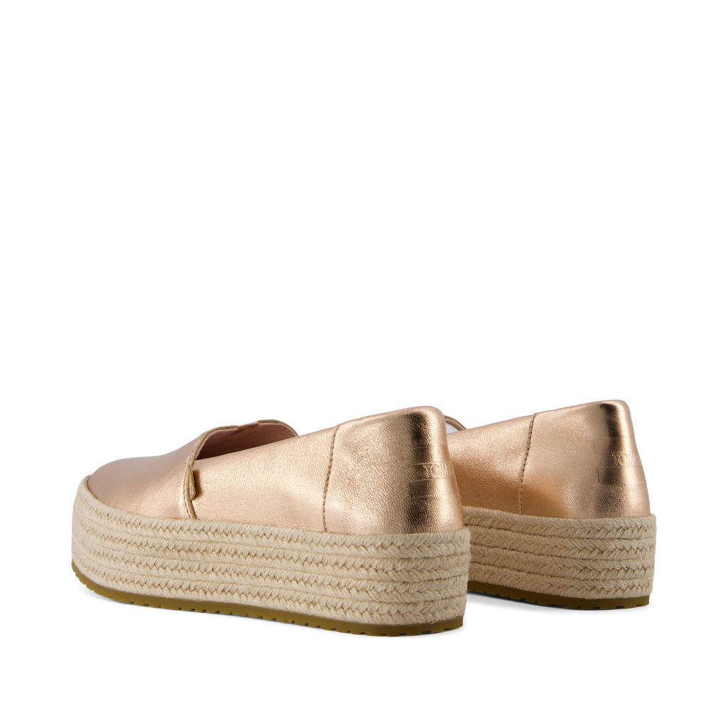 Valencia Platform Espadrille - Rose Gold Metallic Nappa Leather Back View