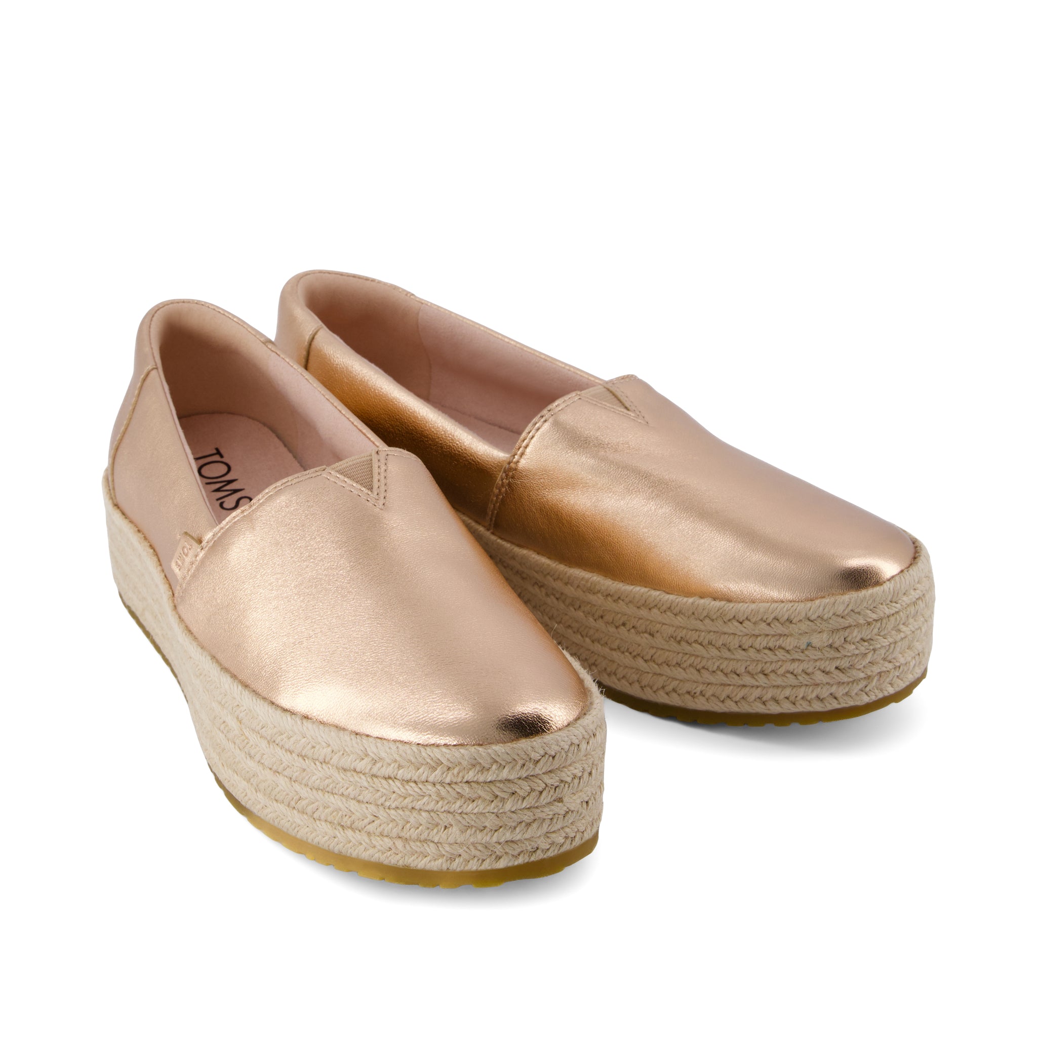 Valencia Platform Espadrille - Rose Gold Metallic Nappa Leather Front View