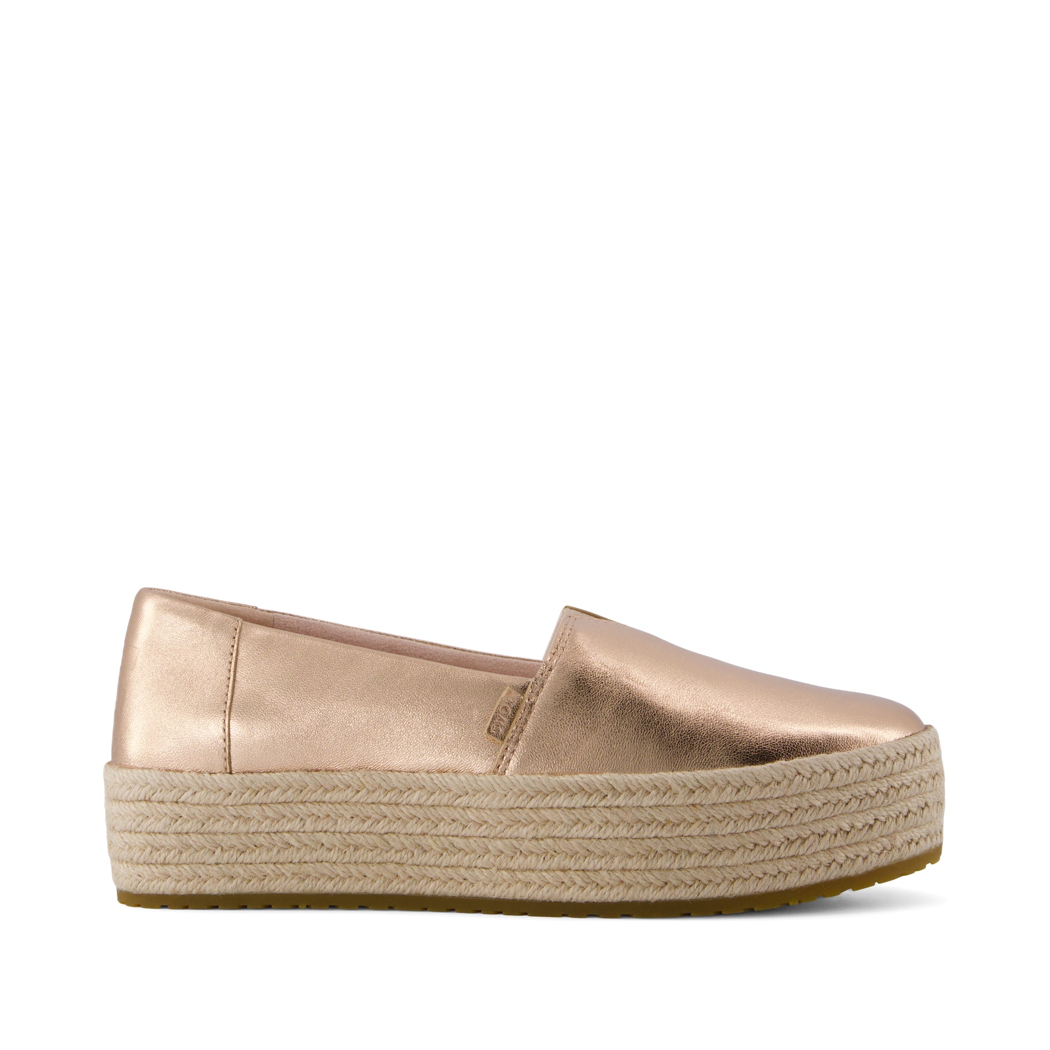 Valencia Platform Espadrille - Rose Gold Metallic Nappa Leather Side View