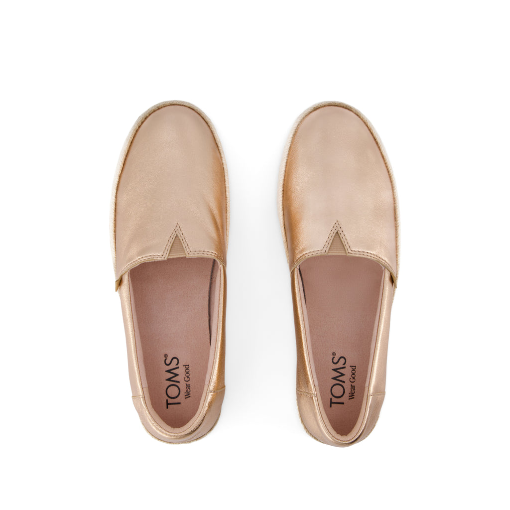 Valencia Platform Espadrille - Rose Gold Metallic Nappa Leather Top View