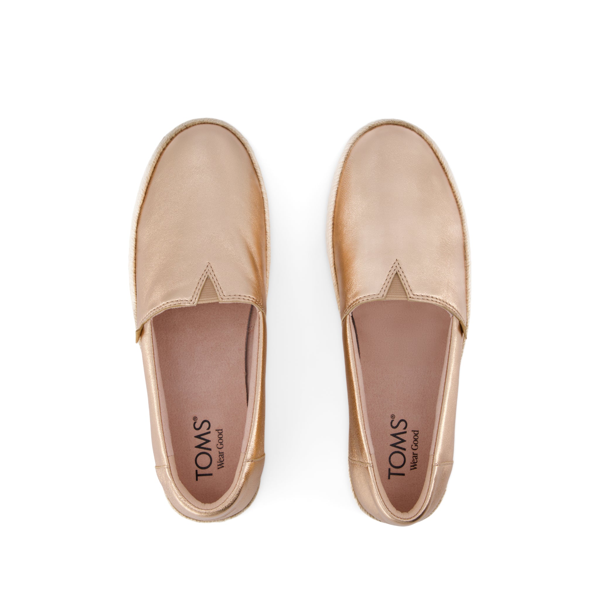 Valencia Platform Espadrille - Rose Gold Metallic Nappa Leather Top View