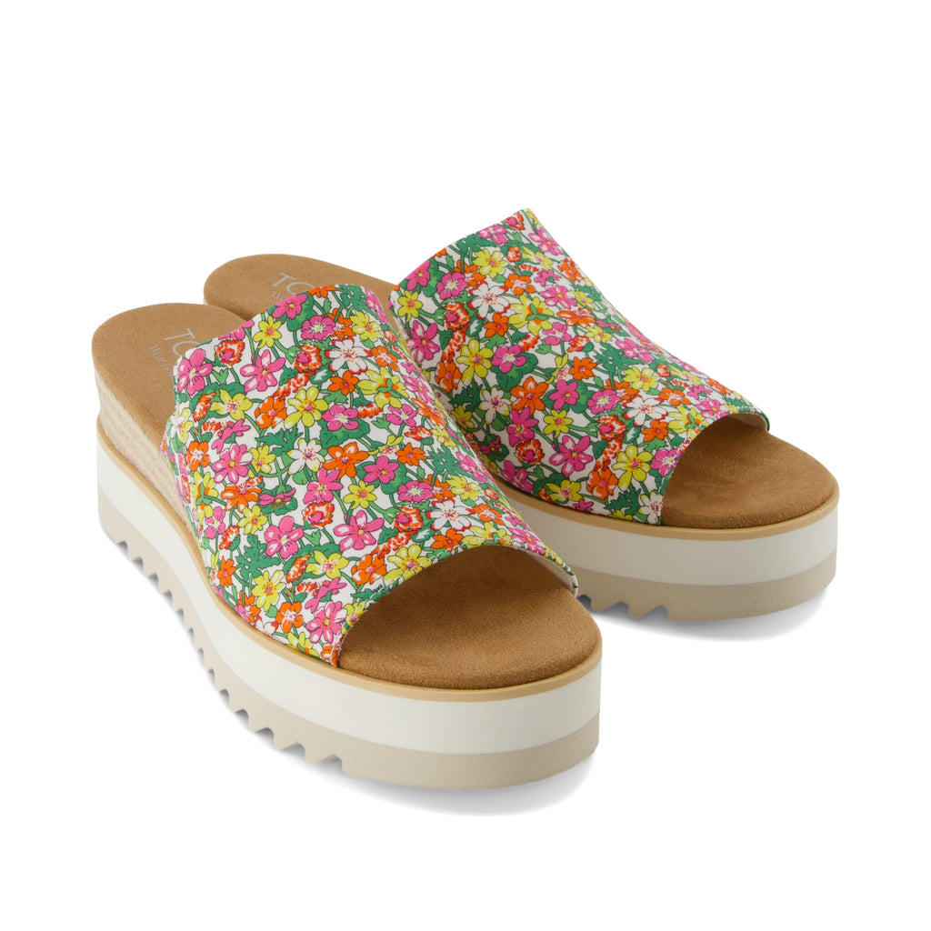 Diana Mule Wedge Sandal - Liberty Isla Rose Gates on Tana Lawn Front View